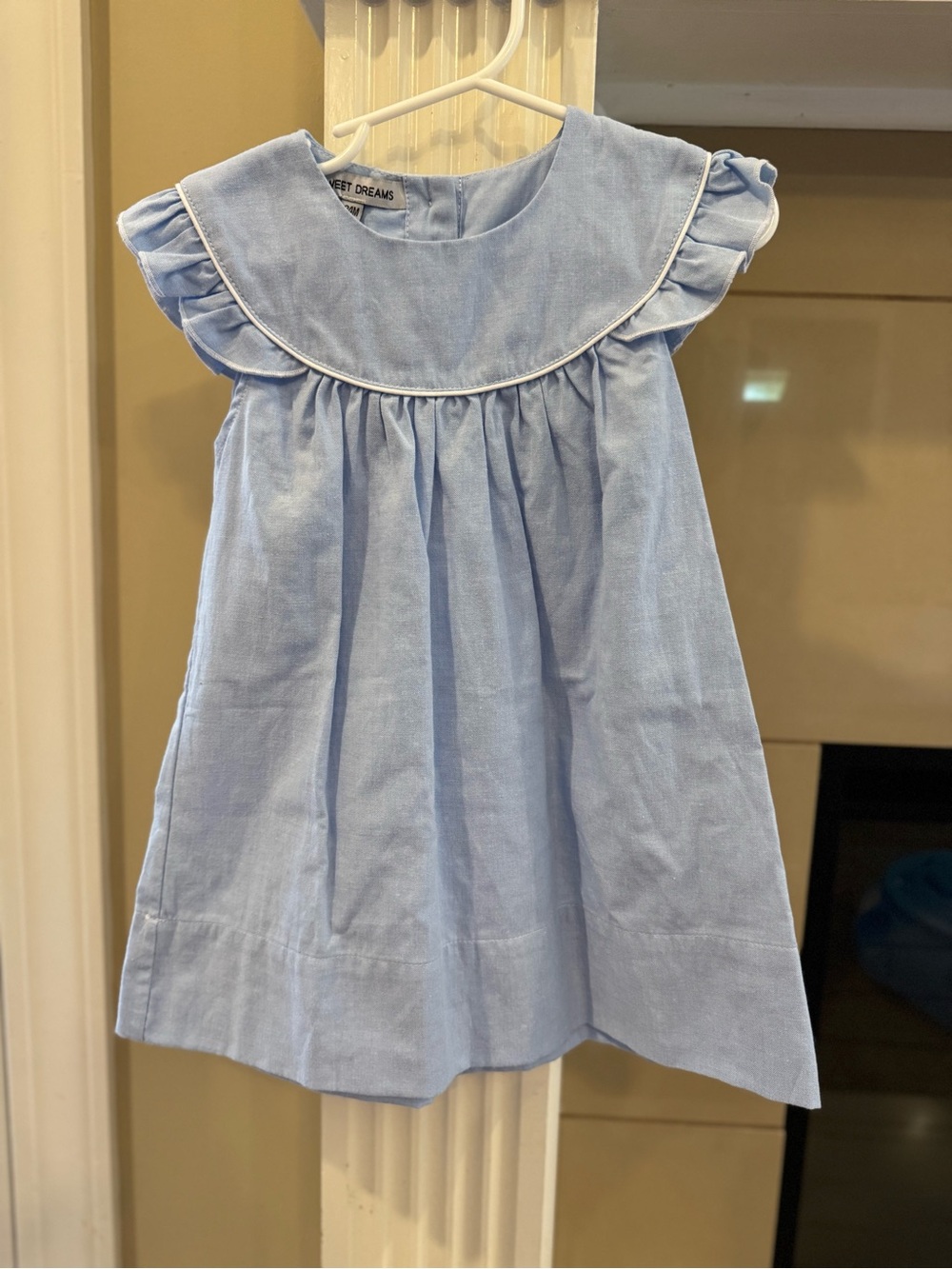 Sweet Dreams Light Blue Ruffle-Yoke Casual Dress